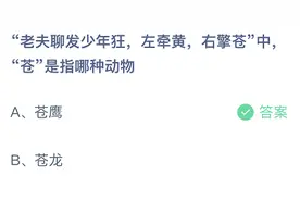 老夫聊发少年狂蚂蚁庄园今日4.30今天最新答案：右擎苍中苍是指哪种动物？图片