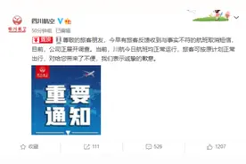四川航空回应“航班取消短信”：航班均正常运行图片