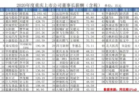 2020年渝股董事长、总裁、董秘薪酬揭秘图片