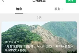 “为村庄修路”就能开山采石？山东法院：判刑+罚金+赔偿损失+生态修复图片