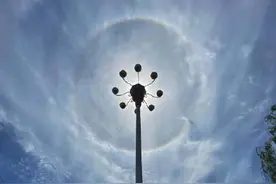 北京上空出现日华+日晕+环地平弧，你看到了么？图片
