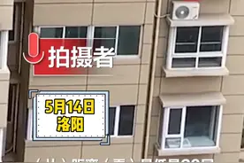 女子站超20层窗外擦玻璃，拍摄者：看着都腿软图片