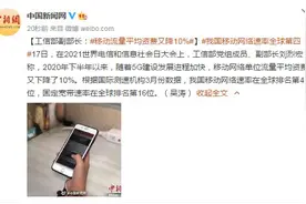 工信部副部长：移动流量平均资费下降10%图片