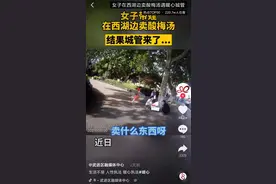 女子带娃在西湖边卖酸梅汤，城管全部买下让其赶快回家：家家有本难念的经图片