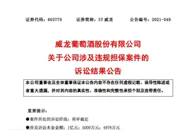 ST威龙：违规担保案件终审宣判，维持二审结果图片