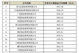 非货公募月均规模排名：易方达超九千亿居首，汇添富跃居第二图片