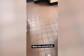 恐怖神秘人出现在餐厅窗外 女服务员边笑边拍视频图片