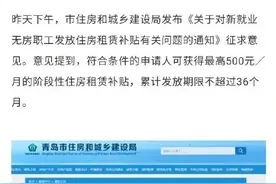 青岛发布住房补贴新政：最高500元/月，最长领36个月图片