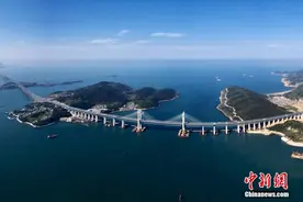 航拍壮观的平潭海峡公铁大桥图片