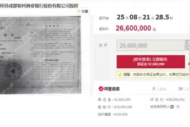成都农商银行1000万股司法拍卖 系成都农商银行向自然人讨债图片