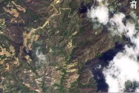 中国卫星目击！美国加州一场山火，烧光了一片山图片