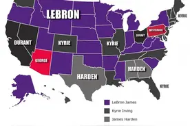 美国各州最讨厌的NBA球星：詹姆斯居首 篮网三巨头紧随其后图片