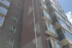 太原一小区墙皮长期脱落，一楼业主花近4000元搭网图片