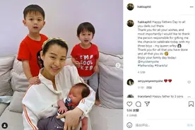 李乘德被仨儿子环绕幸福过父亲节 甜喊胡杏儿“女王”图片