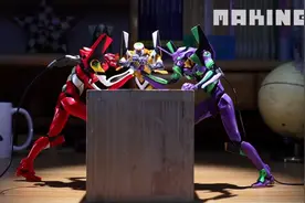 日本定格动画高手创意新作 EVA掰手腕变真人快打图片