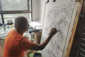 庆祝建党100周年 重庆铜梁老画家手绘邱少云烈士组画图片