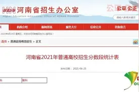 河南省2021年普通高招分数段统计表发布：39万名考生过本科线图片