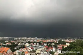 震撼！黑云压城，新加坡上空现闪电特效大片图片