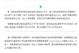 杭州市区各类高中招生集中统一第一、二批录取最低控制分数线公布图片