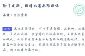 7月7日蚂蚁庄园今日答案解析：除了皮肤，眼睛也需要防晒吗？为什么？图片