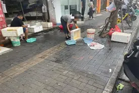不是“洋气小菜场”！这些生鲜店人行道上杀活鱼，苍蝇乱飞臭味扑鼻图片
