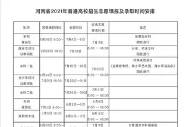 河南2021年高招开录 各批次录取时间来了图片
