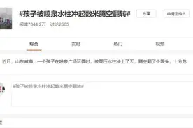 惊险！孩子被喷泉冲起数米腾空翻转，水柱能瞬间击穿西瓜……图片