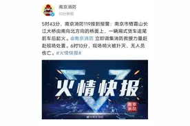 南京栖霞山长江大桥上一货车追尾前车后起火，无人员伤亡图片