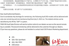 奥迪“缺芯”怎么办？新车只给一把遥控钥匙，最快年底补给车主图片