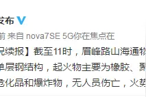 青岛市黄岛区一物流园仓库起火，官方通报：火势可控，无人员伤亡图片