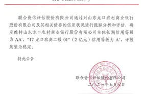 评级观察 | 山东龙口农商行维持AA-评级 频繁减资超6亿却慷慨分红图片