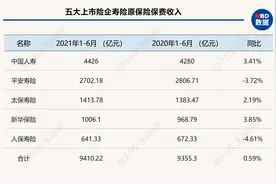 A股五大上市险企上半年实现保费1.5万亿元 券商称保险股估值已接近底部水平图片