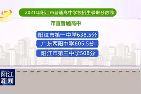 阳江市2021年普通高中学校招生录取分数线公布图片