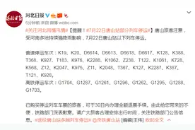 提醒！7月22日唐山站部分列车停运图片