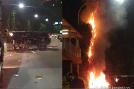 1死6伤！新加坡发生罕见致命车祸，五车连环相撞起火狂烧图片
