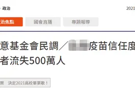 台媒：台民调表明，民众对自产疫苗信任度崩盘，有信心者流失近500万人图片