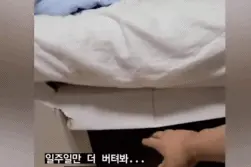 项目还没比，韩国举重运动员的纸板床已经裂了…图片