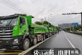 8辆工程车浩浩荡荡杭州街头组团“违法”，临安交警：抓图片
