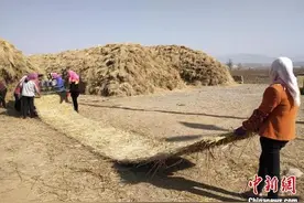 甘肃靖远“织女”探索手工草帘产业化 稻草变成“金疙瘩”图片