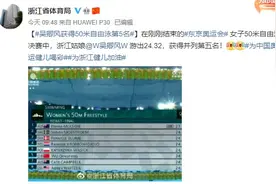 18岁浙江姑娘吴卿风，夺得女子50米自由泳并列第五，未来可期图片
