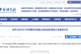 中科院院士增选初步候选人191名图片