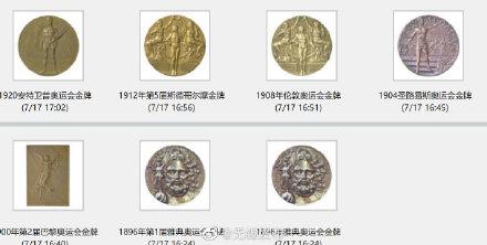 历届奥运会金牌一览