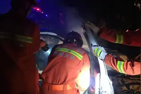 车祸致树木穿透驾驶室，六旬老人被困，聊城消防紧急救援图片