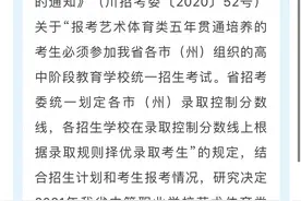 四川2021年中等职业学校艺术体育类专业招生五年贯通培养文化成绩录取控制分数线公布图片