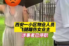 西安一小区物业人员飞腿踹伤女业主，涉事者已被停职图片