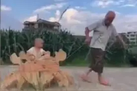 木匠爷爷为孙子做手工螃蟹车 网友：堪比木牛流马图片