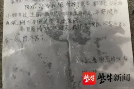 这是一封被消毒水打湿的感谢信：“亲爱的莉莉阿姨，感谢您对我们的温柔和耐心，在我心里您就是天使”图片