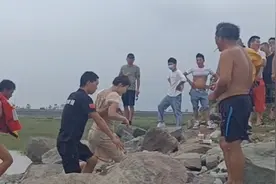 家长带娃去赶海突遇涨潮，消防民警营救视频封面