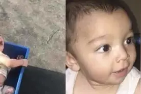 揪心！一7月大婴儿在喀布尔机场混乱中与父母分离，趴在蓝色塑料箱里哭泣图片