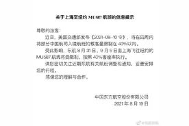 关于上海至纽约MU587航班的信息提示图片